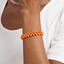 Jay King Orange Coral Bead Woven Stretch Bracelet