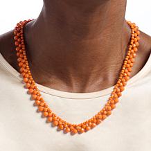 Jay King Orange Coral Woven Bead Necklace