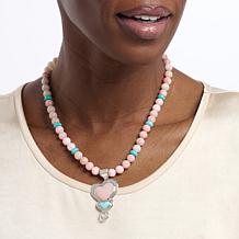 Jay King Peruvian Pink Opal and Turquoise Heart Pendant and Necklace