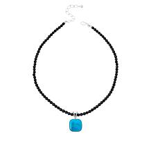 Jay King Peruvian Turquoise Cushion-Cut Pendant with Bead Necklace