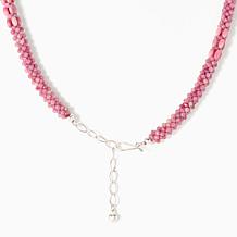 Jay King Pink Tourmaline and Rhodonite Sterling Silver Woven Necklace