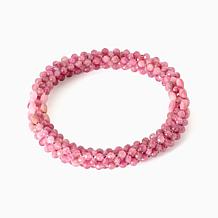 Jay King Pink Tourmaline and Rhodonite Sterling Silver Woven Bracelet