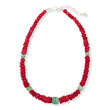 Jay King Red Bamboo Coral and Variscite Bead 18" Necklace