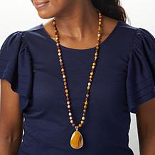 Jay King Reversible Mookaite Pendant with 36" Bead Necklace