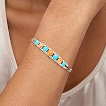Jay King Sleeping Beauty Turquoise and Orange Shell Cuff Bracelet