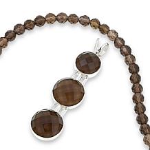 Jay King Smoky Quartz Bead Necklace with Removable 3-Stone Pendant