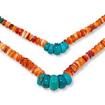 Jay King Spiny Oyster Shell and Turquoise Bead 2-Row Necklace
