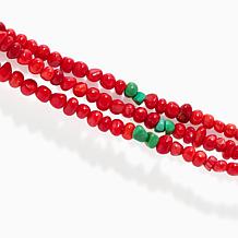 Jay King Sterling 3-Strand Red Sea Bamboo Coral & Turquoise Necklace