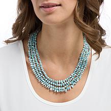 Jay King Sterling 4-Strand Waterfall Larimar & Blue Opal Necklace