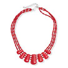 Jay King Sterling Silver 3-Strand Red Coral Necklace