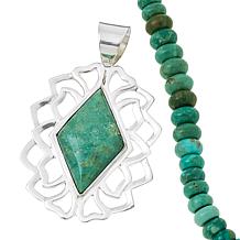 Jay King Sterling Silver Alicia Turquoise Pendant with Bead Necklace