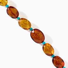 Jay King Sterling Silver Amber & Baja Turquoise Necklace