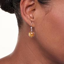 Jay King Sterling Silver Butterscotch Amber Composite Drop Earrings