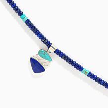 Jay King Sterling Silver Chilean Turquoise & Lapis Beaded Necklace