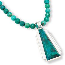 Jay King Sterling Silver Chrysocolla Pendant with Bead Necklace