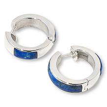 Jay King Sterling Silver Denim Blue Lapis Hinged Hoop Earrings