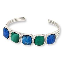 Jay King Sterling Silver Denim Lapis and Malachite Cuff Bracelet