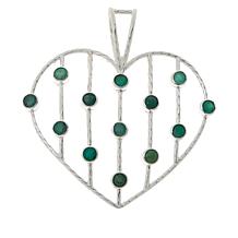 Jay King Sterling Silver Emerald Multi-Stone Open Heart Pendant