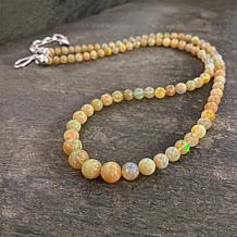 Jay King Sterling Silver Ethiopian Multicolor Honey Opal Bead Necklace