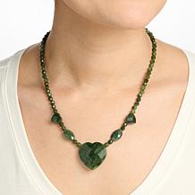 Jay King Sterling Silver Green Nephrite Jade Heart Necklace