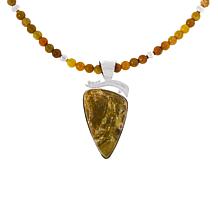Jay King Sterling Silver Green Volcanic Opal Pendant with Necklace