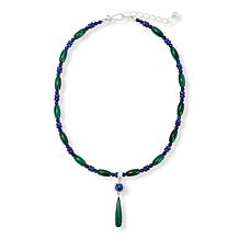 Jay King Sterling Silver Lapis and Malachite Pendant with Necklace