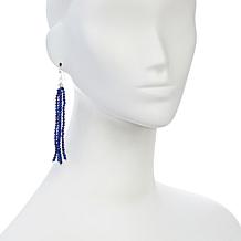 Jay King Sterling Silver Lapis Bead 5-Strand Tassel Earrings