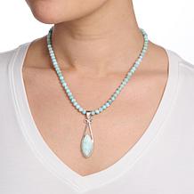 Jay King Sterling Silver Larimar Pendant with 18" Bead Necklace