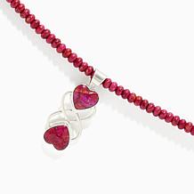 Jay King Sterling Silver Magenta Coral Beaded Necklace with Pendant
