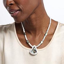 Jay King Sterling Silver Magnesite and Abalone Inlay 18" Necklace