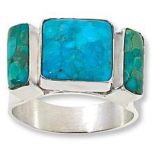 Jay King Sterling Silver Maidenhair Turquoise 3-Stone Ring