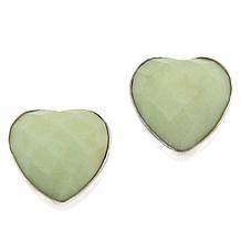Jay King Sterling Silver Meadow Stone Heart Stud Earrings