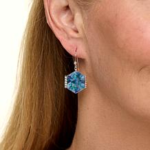 Jay King Sterling Silver Micro-Opal Inlay Hexagon Drop Earrings