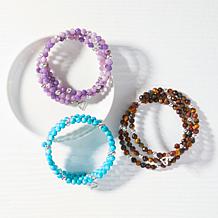 Jay King Sterling Silver Multicolor Tiger's Eye Bead Coil Bracelet 