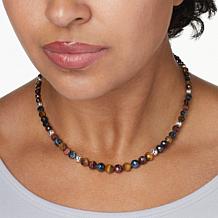 Jay King Sterling Silver Multicolor Tiger's Eye Bead Station Necklace