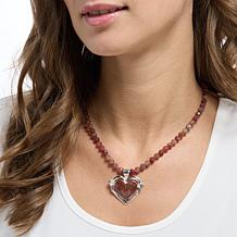 Jay King Sterling Silver Nigerian Strawberry Quartz Beaded Necklace