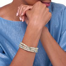 Jay King Sterling Silver Prehnite Bead 3-Strand Stretch Bracelet