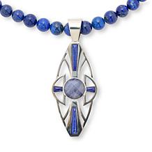 Jay King Sterling Silver Tanzanite & Lapis Pendant with Bead Necklace