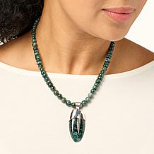 Jay King Sterling Silver Teal Apatite Pendant with Bead Necklace
