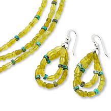 Jay King Yellow Serpentine and Turquoise Beaded Jewelry Set