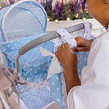 JC Toys Berenguer Boutique Deluxe Royal Baby Doll Pram in Blue