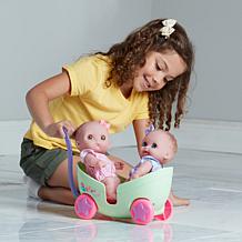 JC Toys Lil' Cutesies Twins 8.5" All Vinyl Dolls Stroller Set