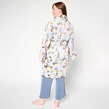 Jeffrey Banks Printed Plush Tie-Front Robe
