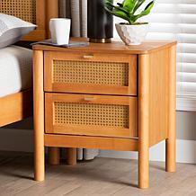 Jenn 2-Drawer Rattan Front Nightstand with Rounded Legs