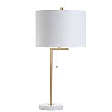 Jonathan Y Alyssa 24.5" Metal Marble LED Table Lamp White and Gold