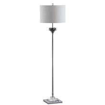 Jonathan Y Amelia Lotus 59" Smoke Gray and Chrome LED Floor Lamp