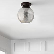 Jonathan Y Atlas 7.75" Metal & Bubbled Glass LED Flush Mount Light