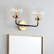 JONATHAN Y Black and Brass Caleb 18" 2-Light Brass Wall Sconce