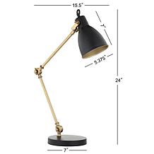 JONATHAN Y Black Brass Gold Barnes 24" LED Metal Task Lamp