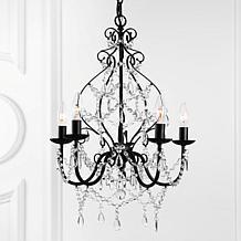 JONATHAN Y Black Maura 17" 5-Light Crystal and Metal LED Chandelier